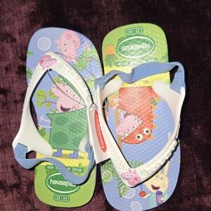 Havaianas Kids Peppa Pig Flip Flops - Green and Blue
